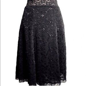 CAbi Black Lace A-Line Skirt